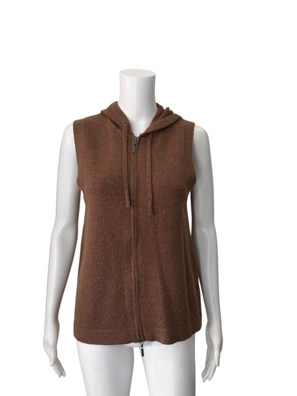 Atelier Brown Hooded Zip Up Vest Size Small